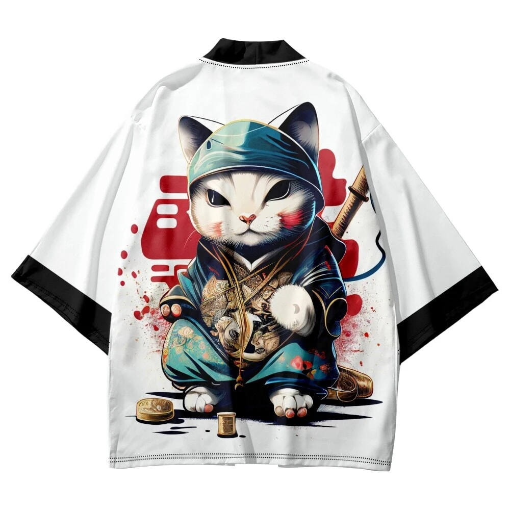 Apparel Anime Cat In Kimono Unisex Kimono Collection - Image 9