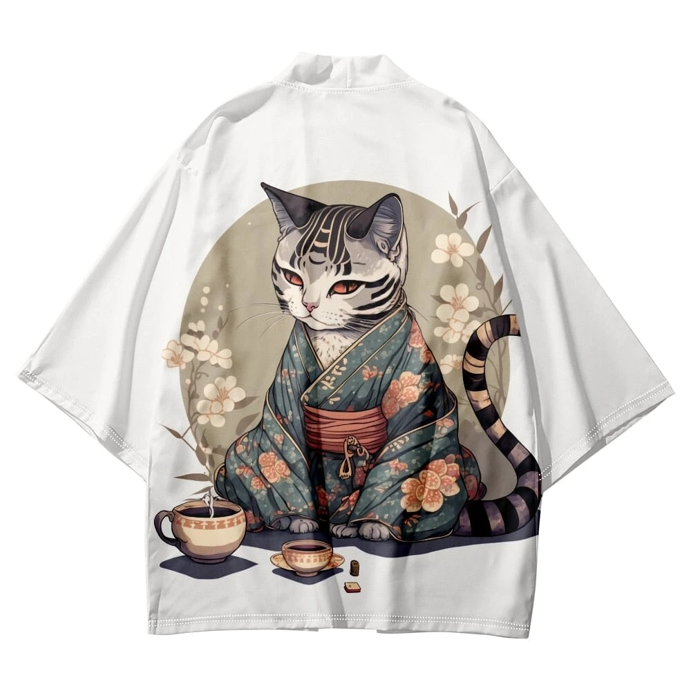 Apparel Anime Cat In Kimono Unisex Kimono Collection - Image 5