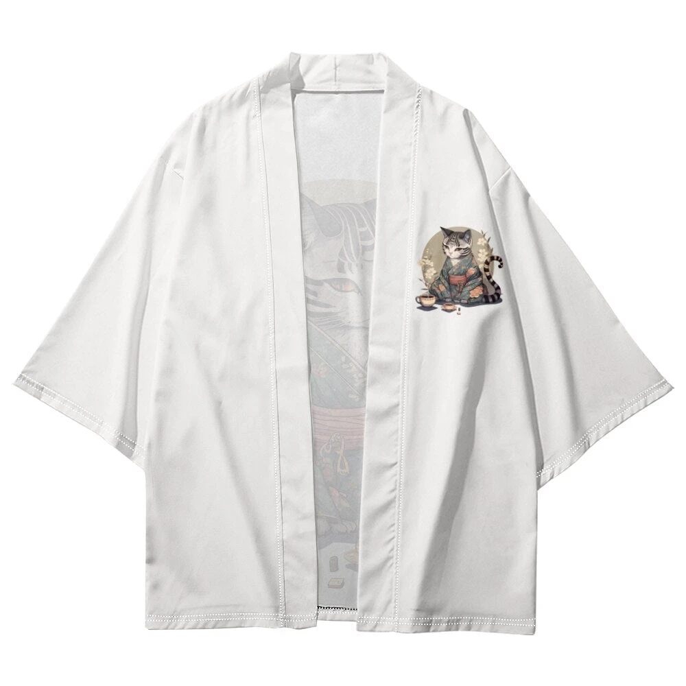 Apparel Anime Cat In Kimono Unisex Kimono Collection - Image 4