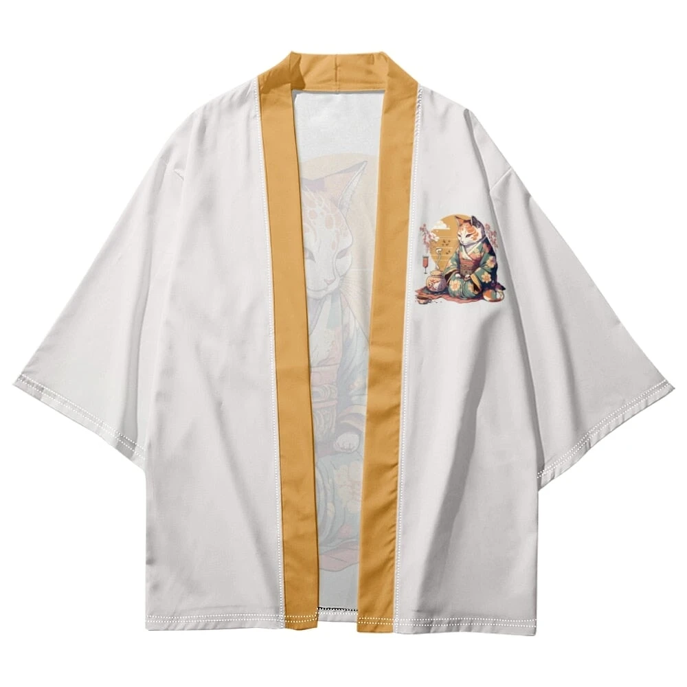 Apparel Anime Cat In Kimono Unisex Kimono Collection - Image 3