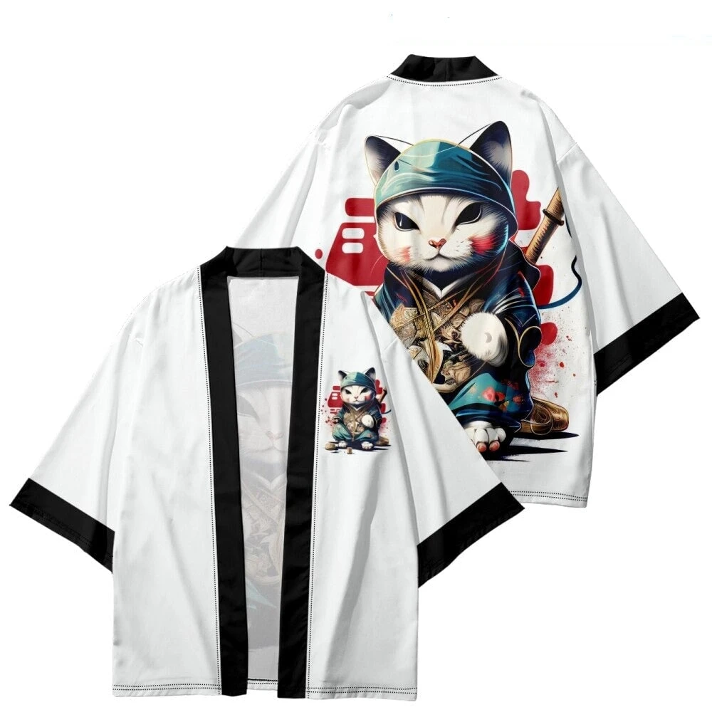 Apparel Anime Cat In Kimono Unisex Kimono Collection - Image 11