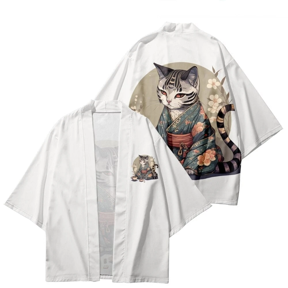 Apparel Anime Cat In Kimono Unisex Kimono Collection - Image 10