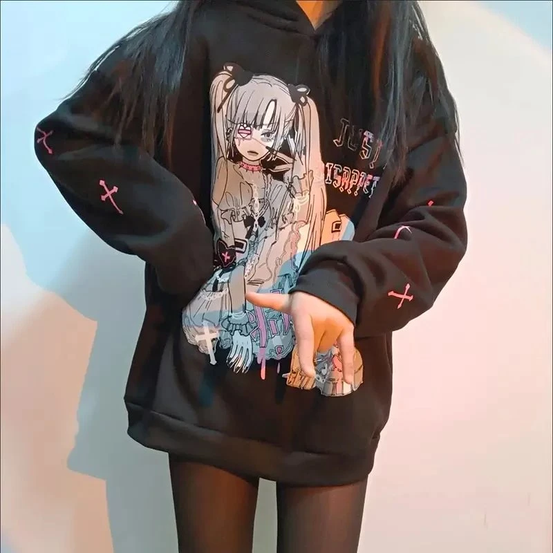 Apparel Anime Emo Girl 'Just Disappear' Women's Hoodie - Image 3