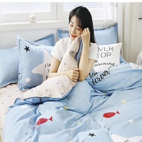 Baby Blue Stars Snow Polyester Bedding Sets - Image 4