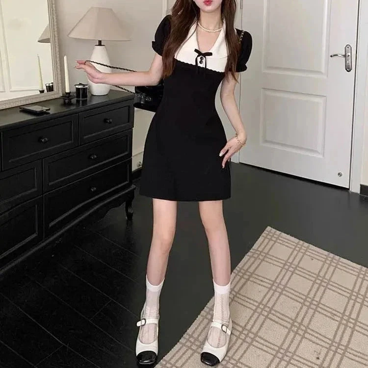 Apparel Black And White French Style Vintage Dress - Image 14