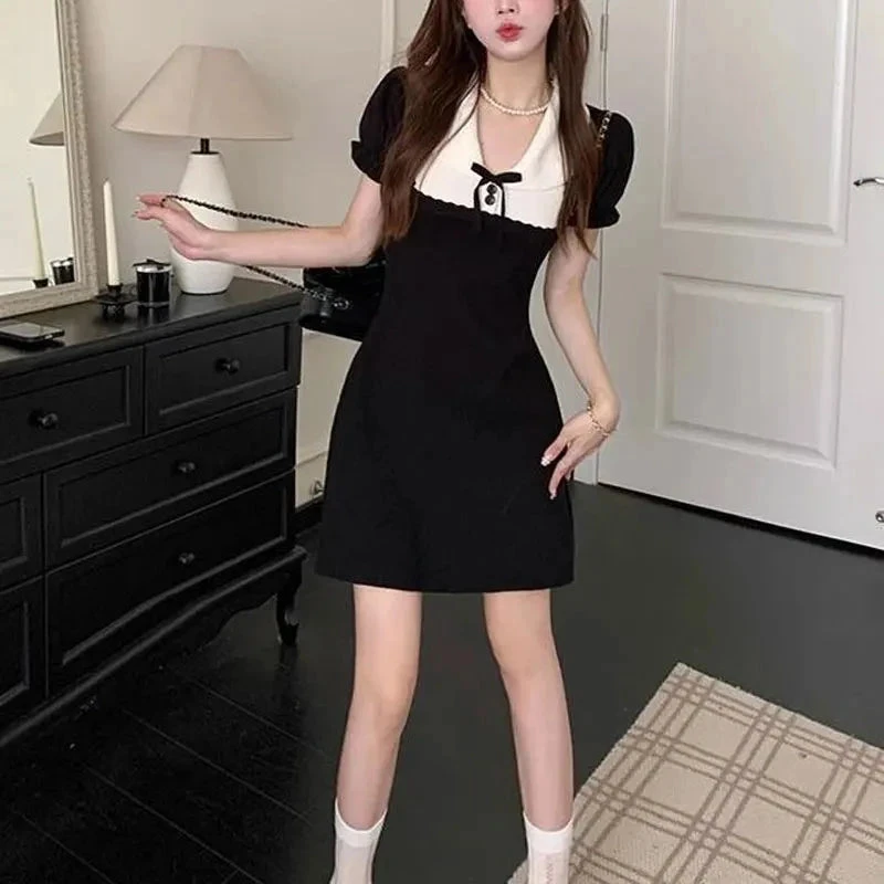 Apparel Black And White French Style Vintage Dress - Image 9