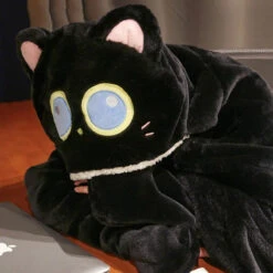 Apparel Black Cat Green Dino Plush Cape Hoodie Blanket