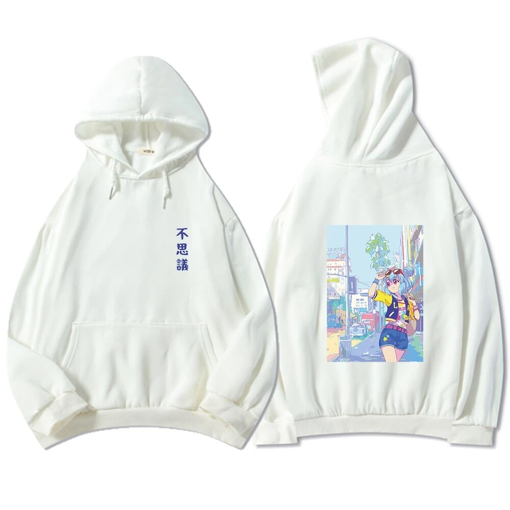 Apparel Blue Anime City Girl Unisex Kawaiies Hoodie - Image 3