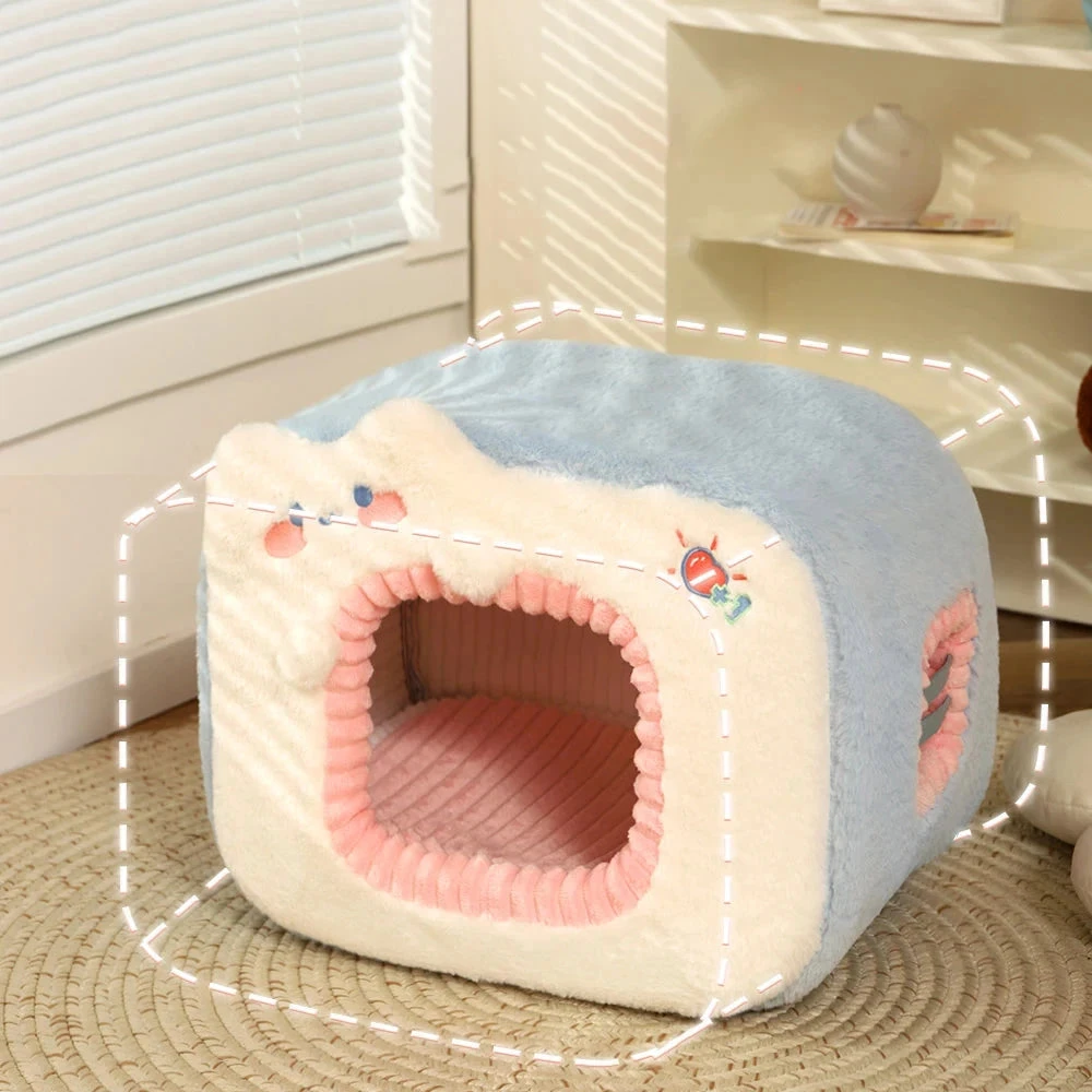 Blue Green Television Pet Bed House