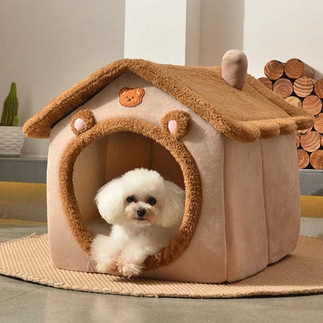 Brown Bear Soft Cat Dog Pet House Kennel - Image 3