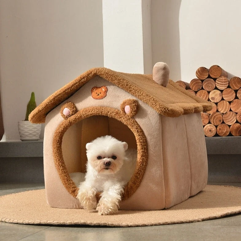 Brown Bear Soft Cat Dog Pet House Kennel - Image 2