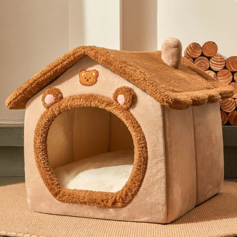 Brown Bear Soft Cat Dog Pet House Kennel - Image 7