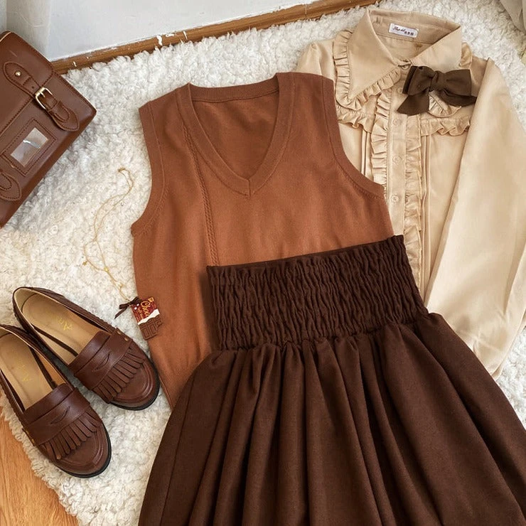 Apparel Brown Black Lolita Kawaii Gothic Elegant Long Women Skirt - Image 4