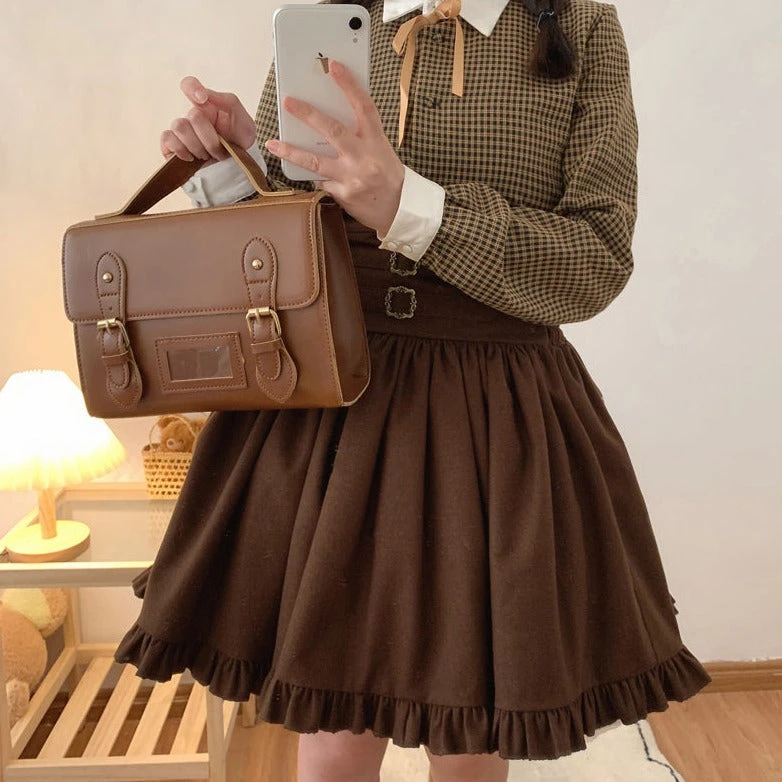 Apparel Brown Black Lolita Kawaii Gothic Elegant Long Women Skirt