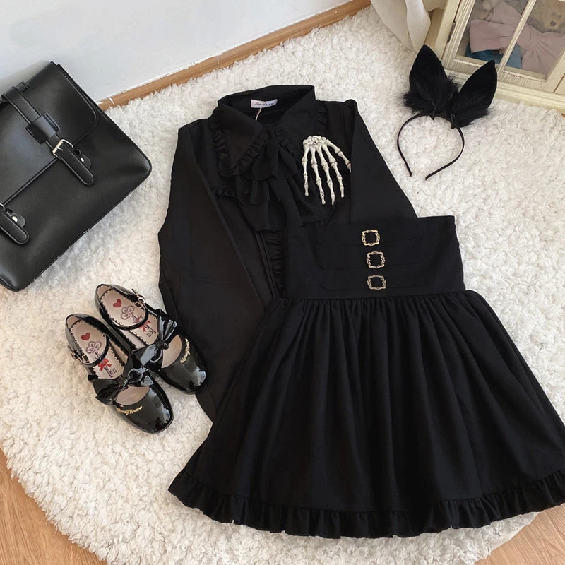 Apparel Brown Black Lolita Kawaii Gothic Elegant Long Women Skirt - Image 5