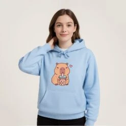 Apparel Capybara Drinking Bubble Tea Unisex Hoodie