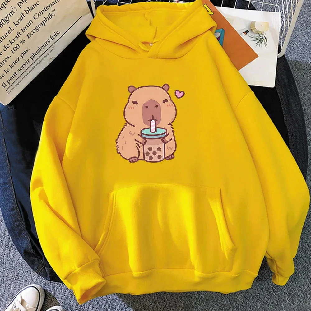 Apparel Capybara Drinking Bubble Tea Unisex Hoodie - Image 9