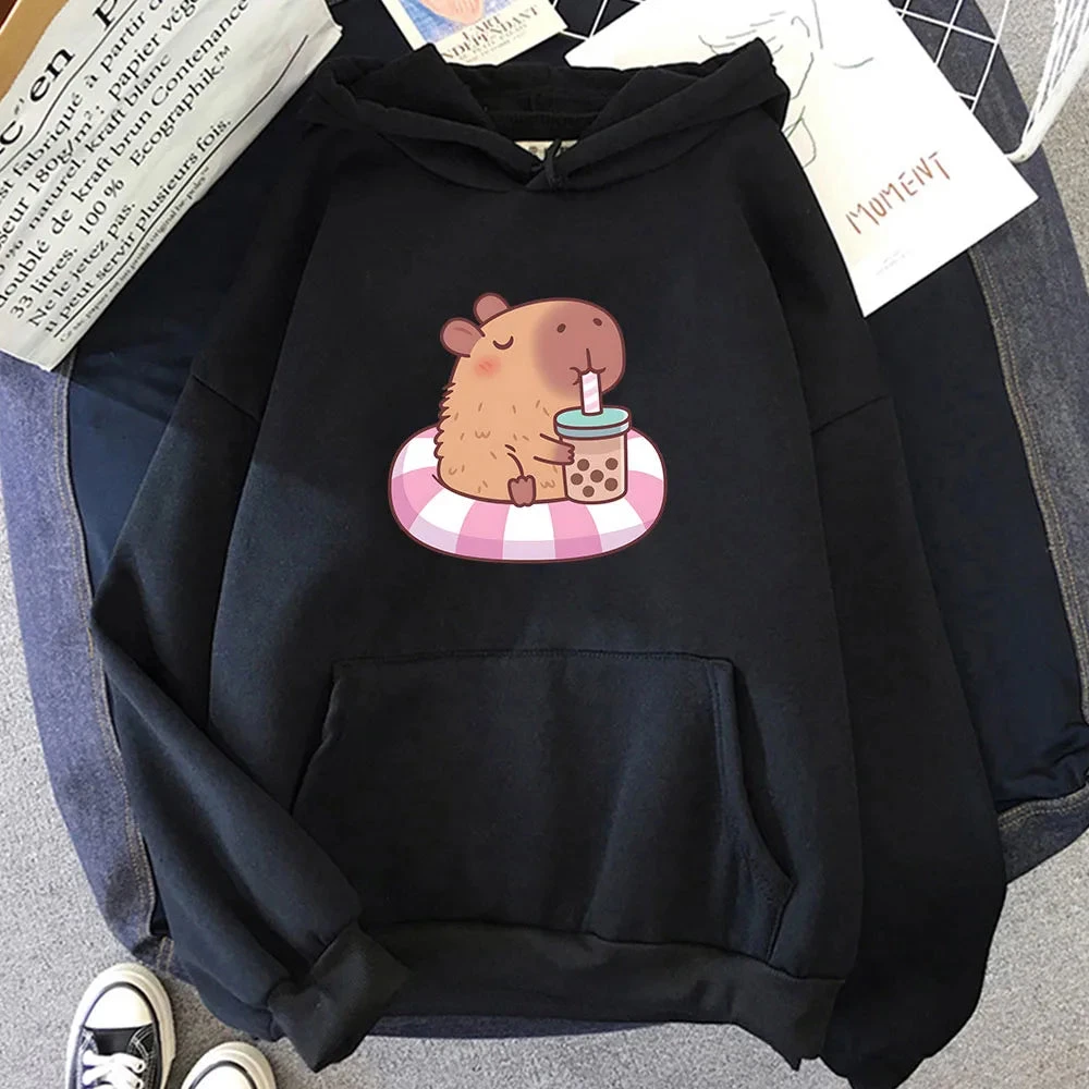 Apparel Capybara Floating & Sipping Bubble Tea Unisex Hoodie - Image 14