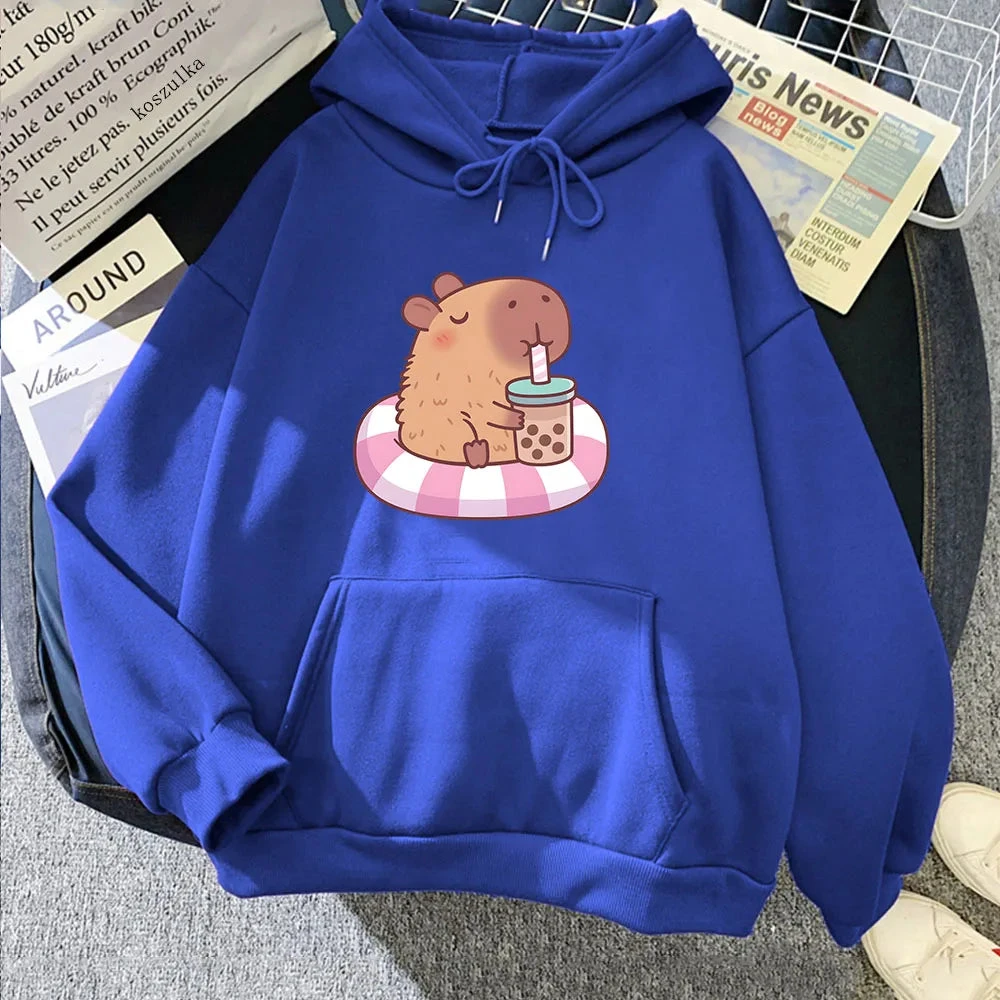 Apparel Capybara Floating & Sipping Bubble Tea Unisex Hoodie - Image 6