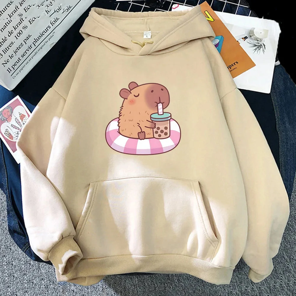 Apparel Capybara Floating & Sipping Bubble Tea Unisex Hoodie - Image 2