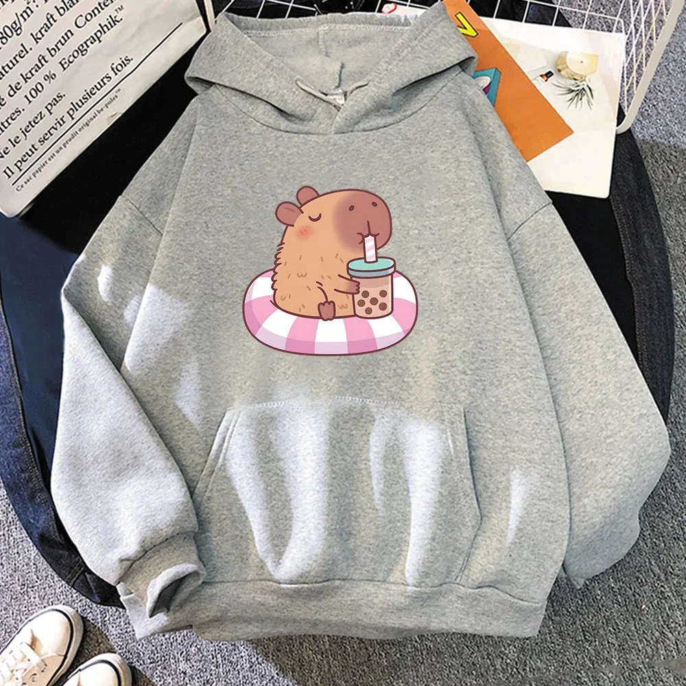 Apparel Capybara Floating & Sipping Bubble Tea Unisex Hoodie - Image 7
