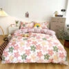 Cartoon Floral Pink Purple Green Bedding Set Collection