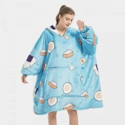 Apparel Cartoon Japanese Sushi Oversized Thick Blanket Hoodie
