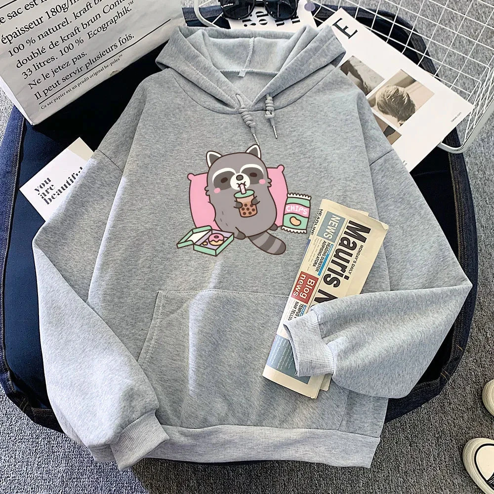 Apparel Cartoon Raccoon Bubble Tea Unisex Hoodie - Image 15