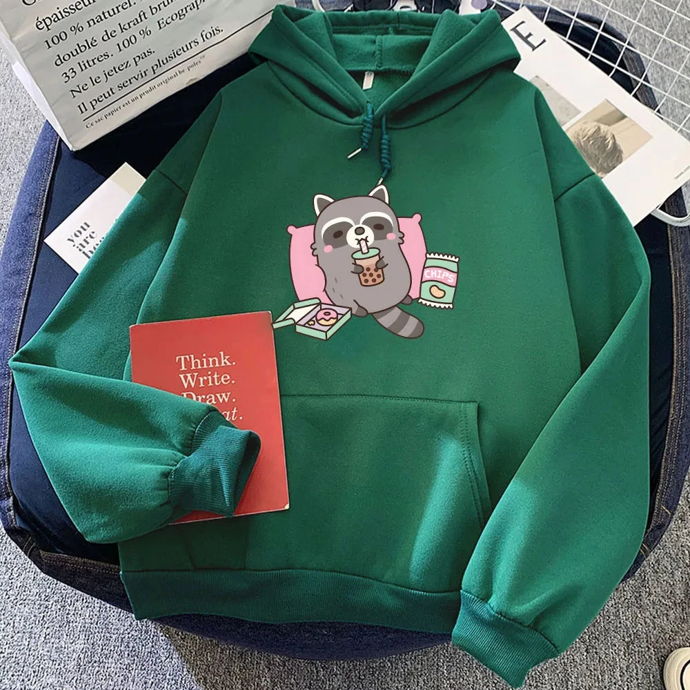 Apparel Cartoon Raccoon Bubble Tea Unisex Hoodie - Image 11