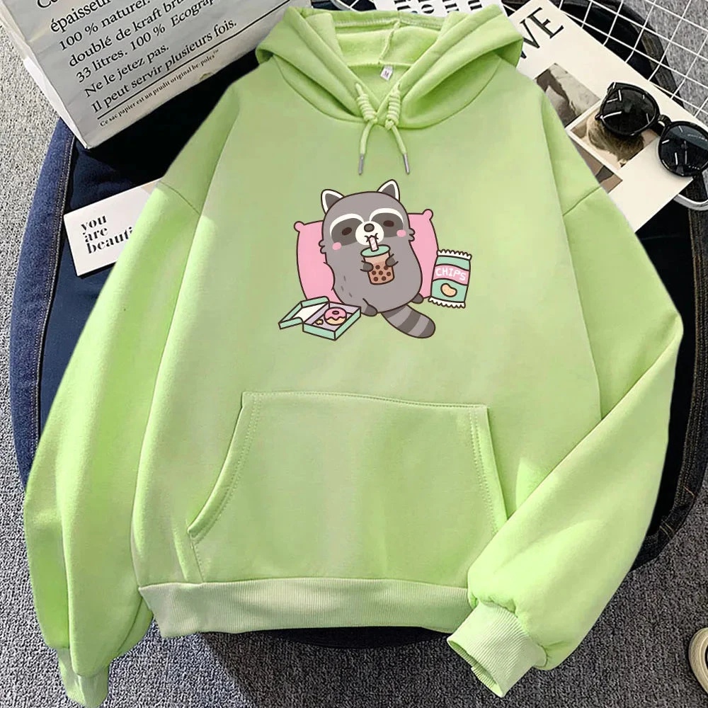 Apparel Cartoon Raccoon Bubble Tea Unisex Hoodie - Image 13