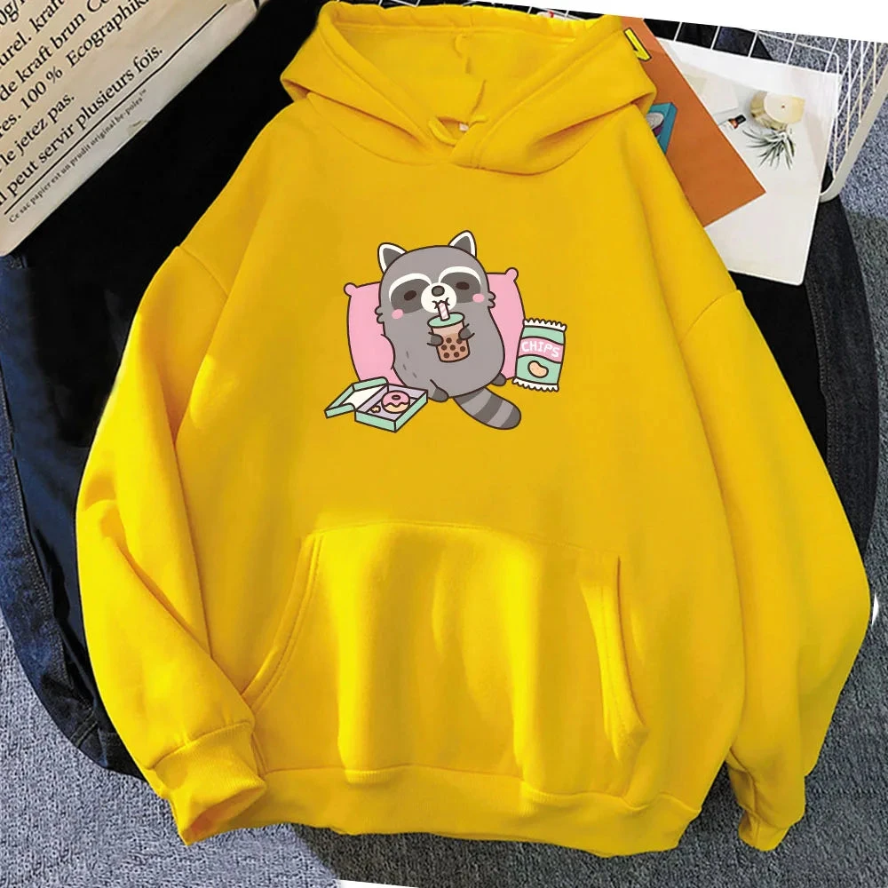 Apparel Cartoon Raccoon Bubble Tea Unisex Hoodie - Image 12
