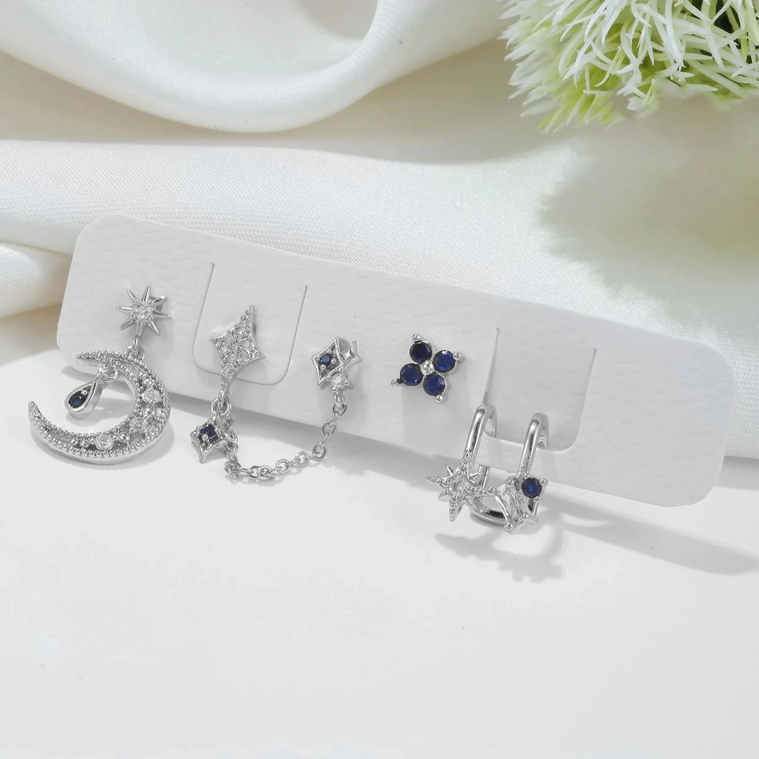 Celestial Moon & Star 18k Gold-plating Earrings (4pc Set) - Image 3