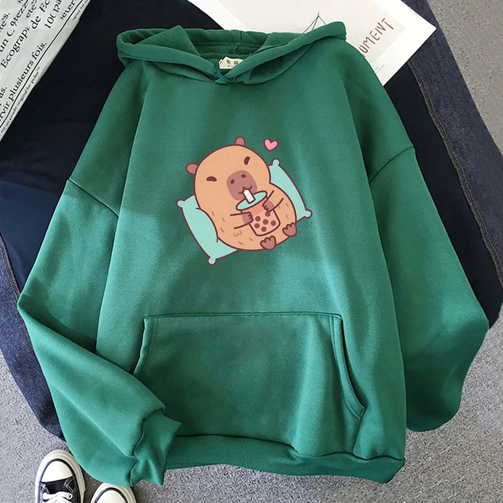 Apparel Chilling Capybara With Bubble Tea Unisex Hoodie - Image 4