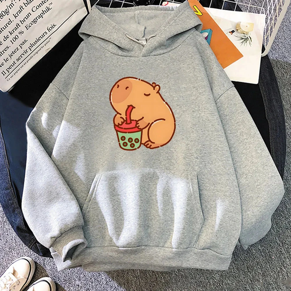 Apparel Chonky Capybara Drinking Matcha Bubble Tea Unisex Hoodie - Image 12