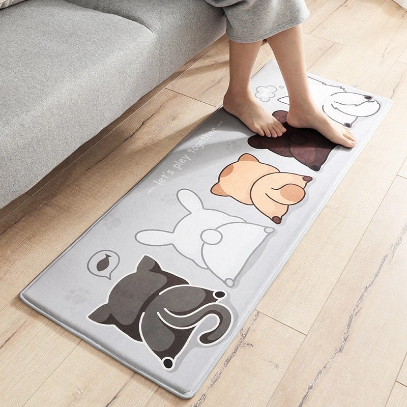 Cute Cartoon Cat Long Thick Absorbent Non-slip Mat - Image 2