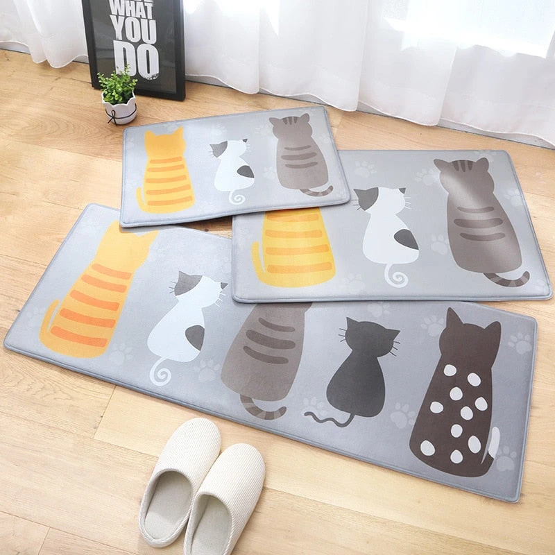 Cute Cartoon Cat Long Thick Absorbent Non-slip Mat - Image 3