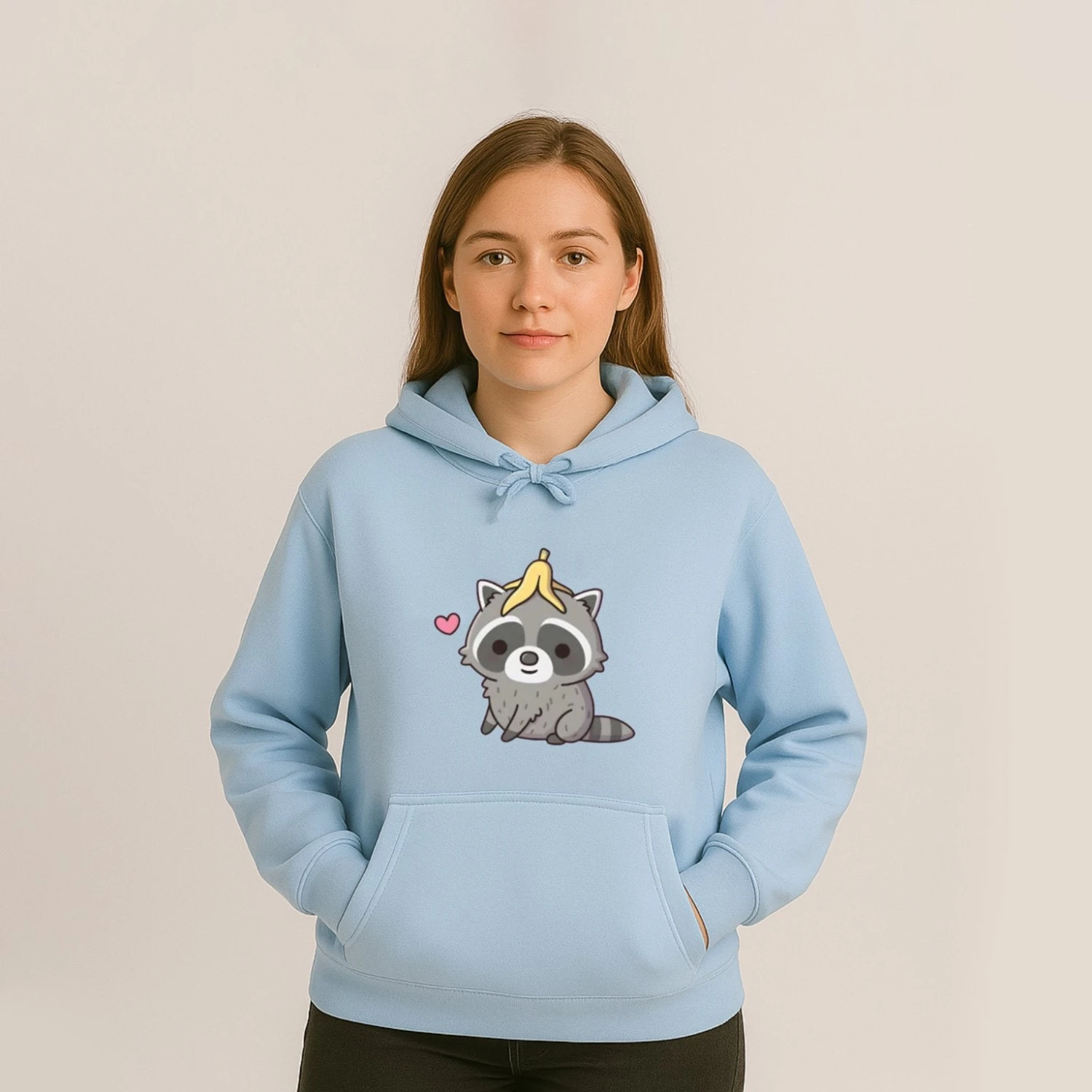 Apparel Cute Raccoon With Banana Unisex Hoodie - Image 3