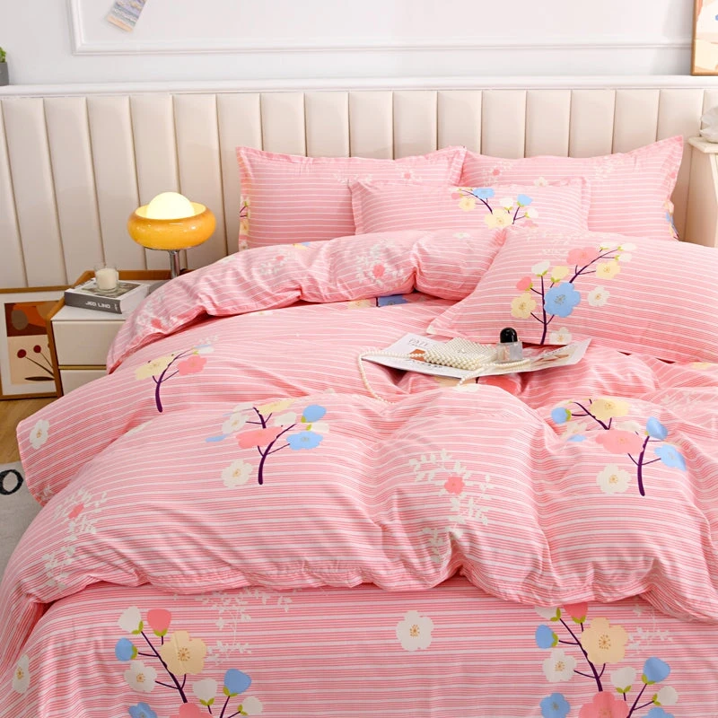 Elegant Blue Pink Floral Bedding Set Collection - Image 8