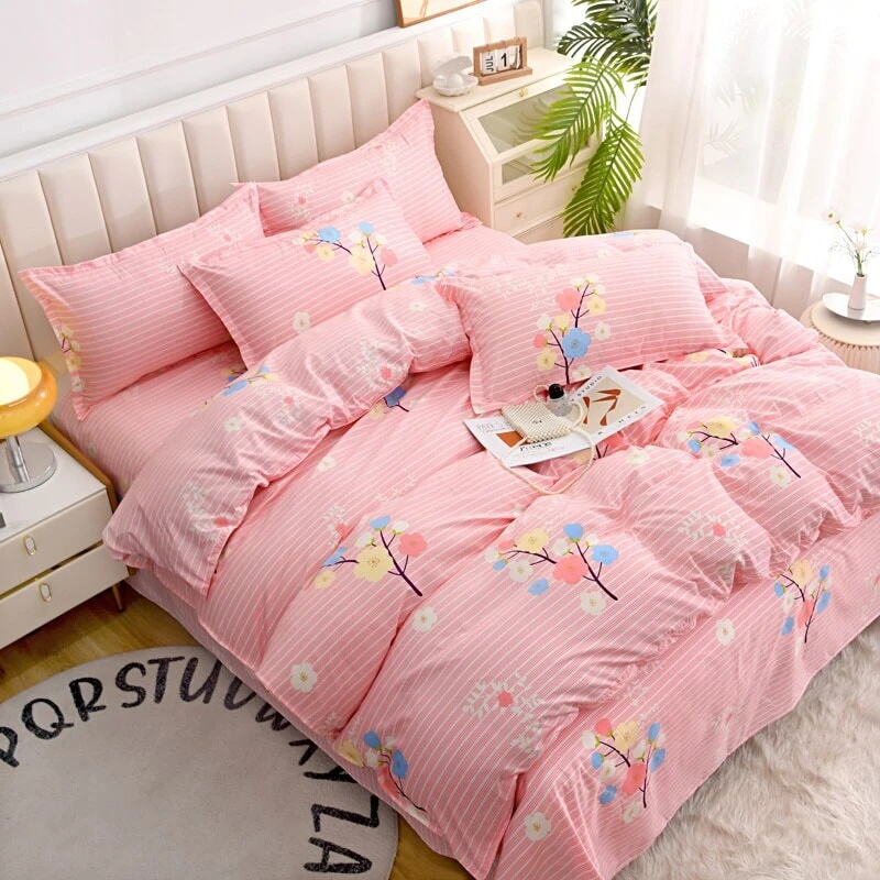 Elegant Blue Pink Floral Bedding Set Collection - Image 4