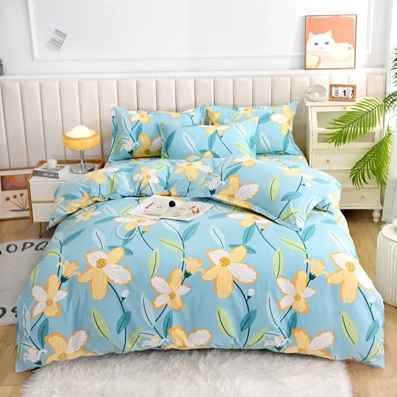Elegant Blue Pink Floral Bedding Set Collection - Image 9