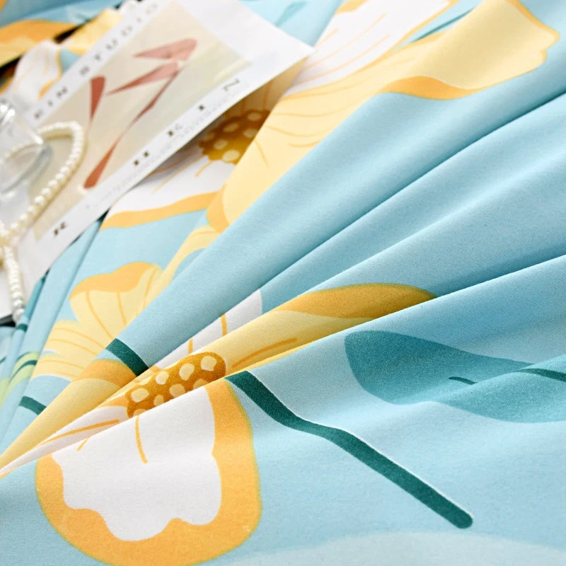 Elegant Blue Pink Floral Bedding Set Collection - Image 13