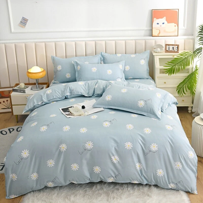 Elegant Blue Pink Floral Bedding Set Collection - Image 16