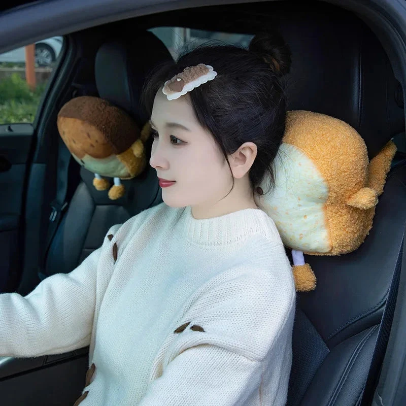Accessories Emoji Toast Bread Friends Car Headrest Plush - Image 3