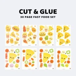 Fast Food Cut & Glue Activity – Kawaii Printable Craft For Kids (30 Pages)