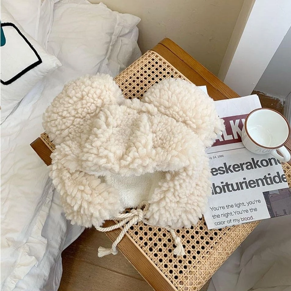 Apparel Faux Fur Large Bear Ears Tassel Beanie Hat - Image 5