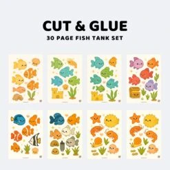Fish Tank Cut & Glue Activity – Kawaii Printable Craft For Kids (35 Pages)