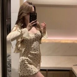 Apparel Floral French Vintage Dress Cardigan Set