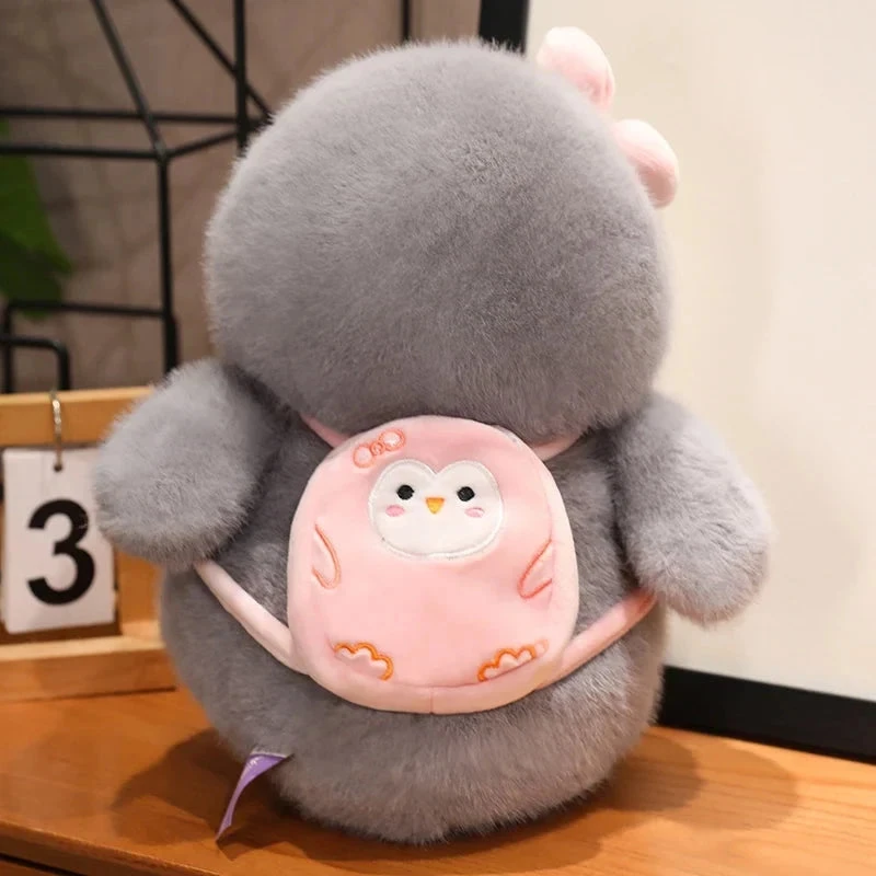 Fluffy Gray Penguin Plushie With Turtle Backpack - Image 15