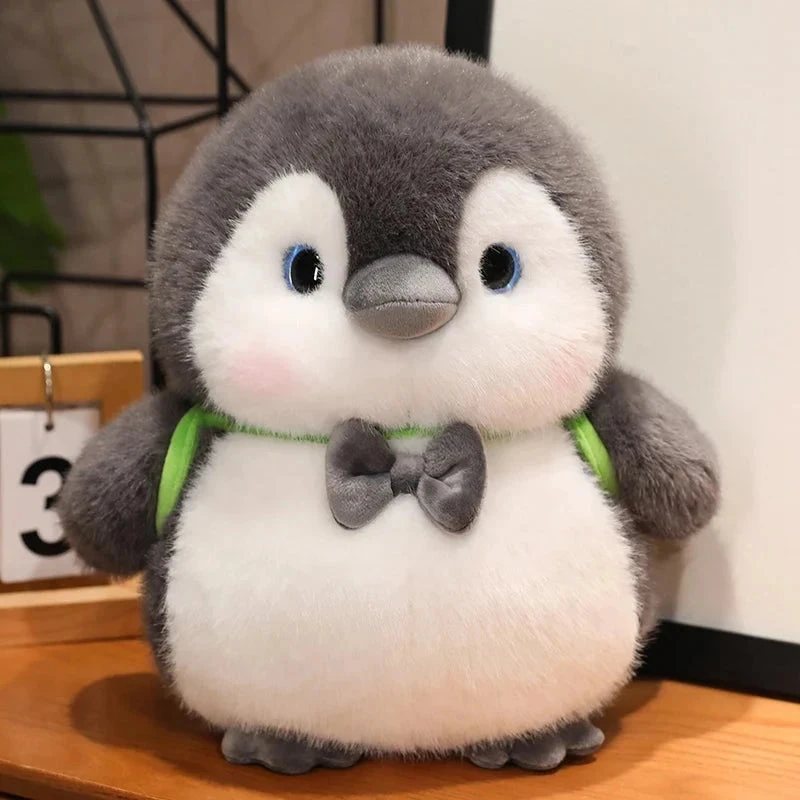 Fluffy Gray Penguin Plushie With Turtle Backpack - Image 13