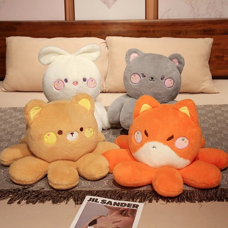 Fluffy Octo-Animal Fox Cat Bunny Bear Plushies